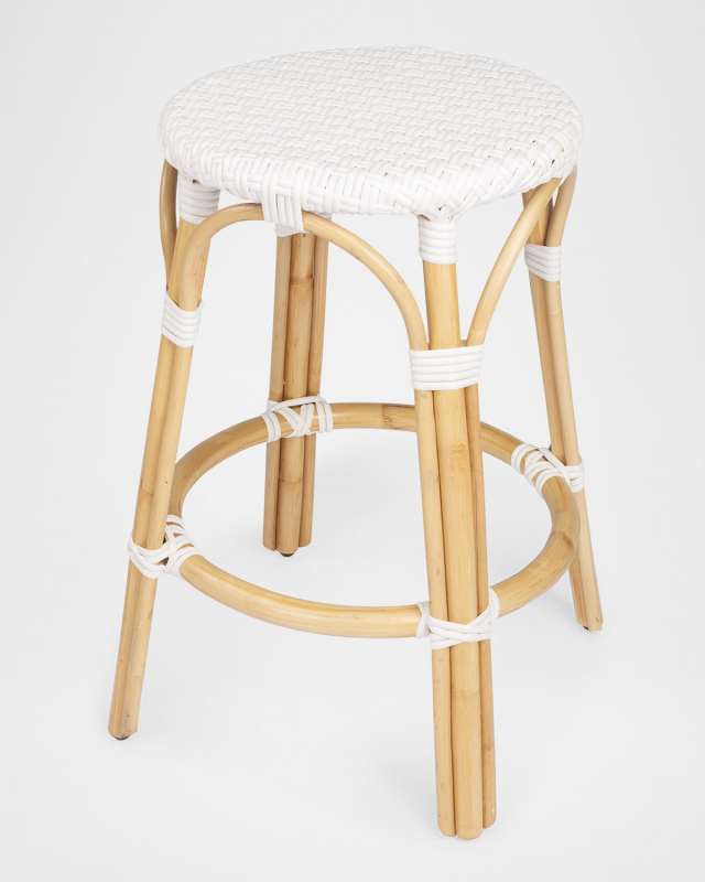 Tobias 24" Rattan Counter Stool, White